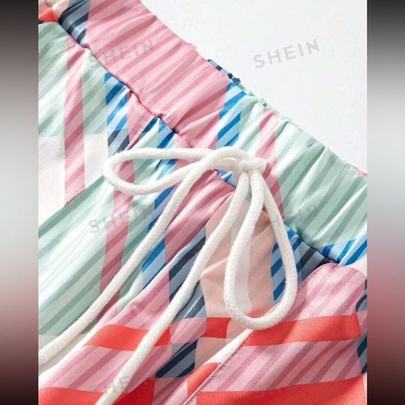 NEW SHEIN Unity Jogger Drawstring Full Print Pants With Pockets & Side Stripes - Picture 6 of 15